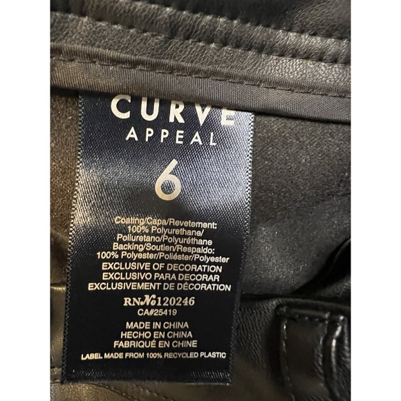 Curve Appeal Faux Leather Skinny Pants Black Size 6 - Picture 6 of 6